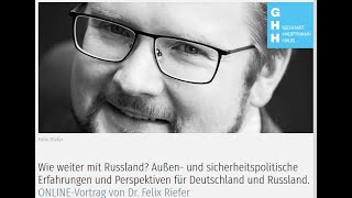 Online-Vortrag und Gespräch mit Dr. Felix Riefer